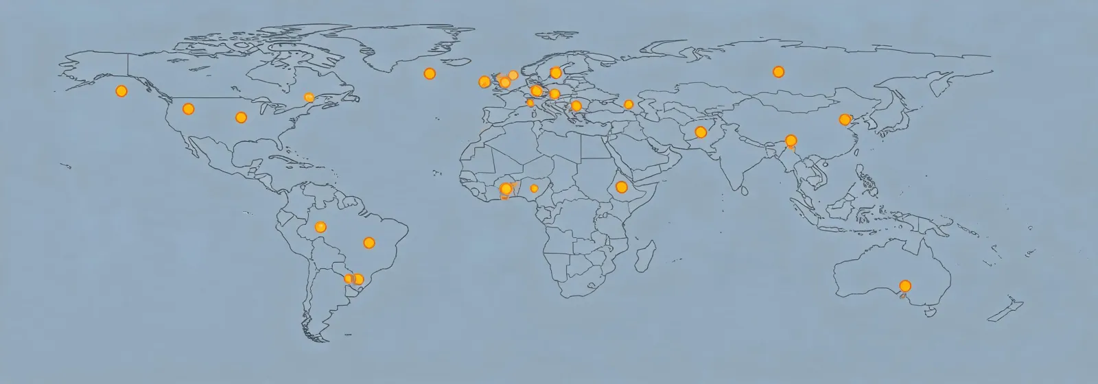 Illustrated map connecting GE Lighting lighting project support regions