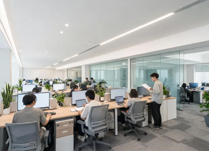 Low glare office lighting installation